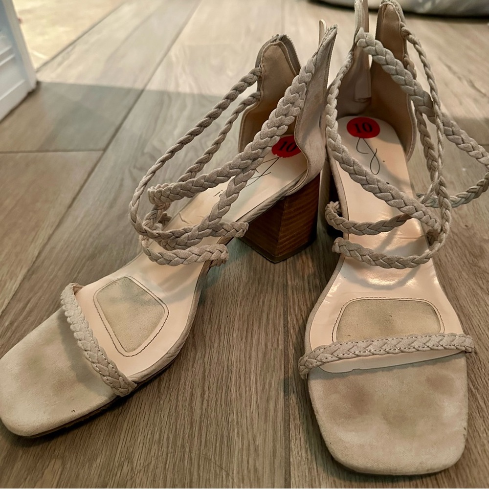 Joie Felina Cream Heels with Lace-Up Design